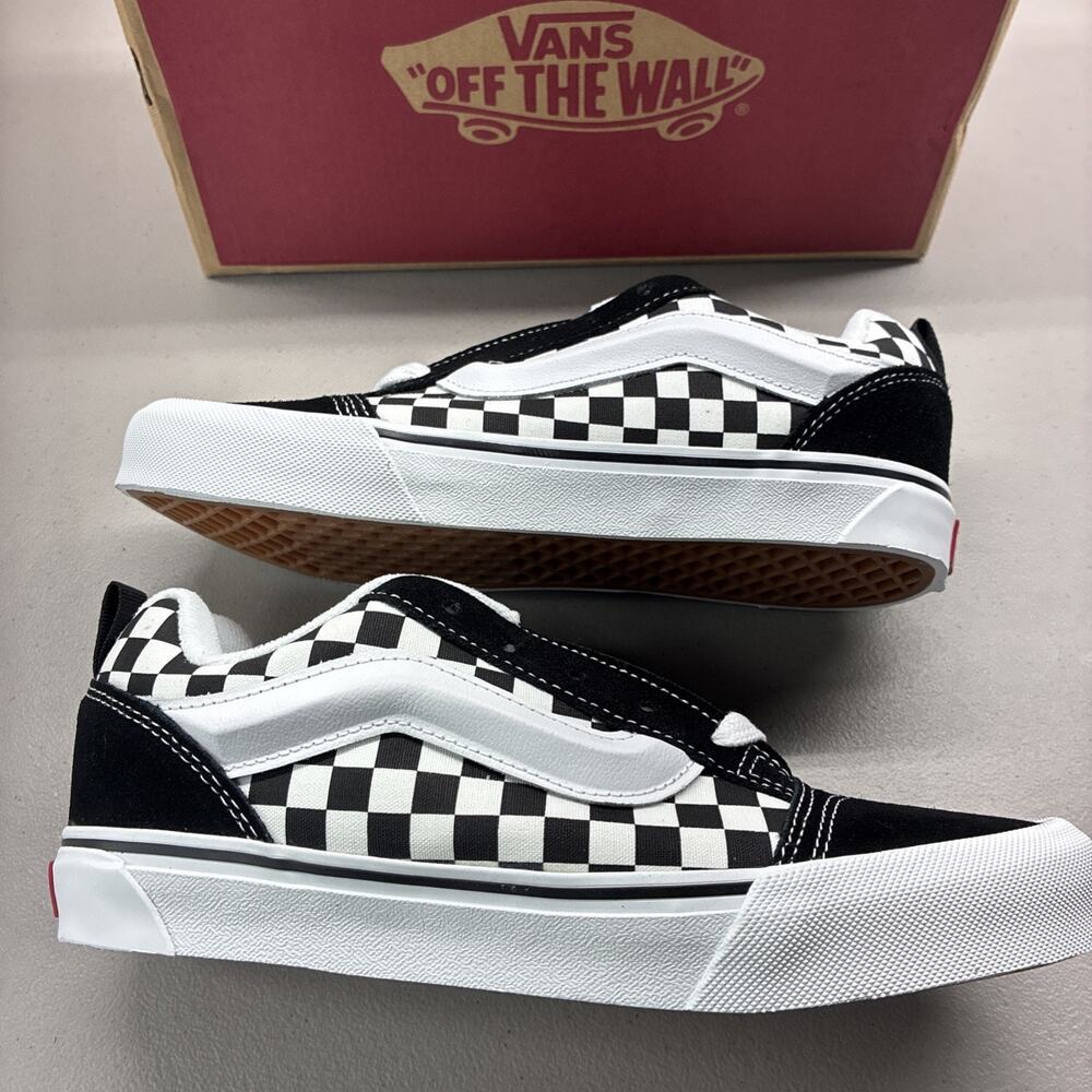 Vans Knu Skool Checkerboard Big Kids Casual Shoe Black White Sneaker Size 6.5